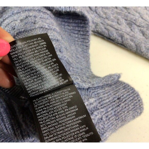 H&M Sweater 1/4 Zip Blue Wool Blend Youth Boys 20 New - Picture 9 of 9